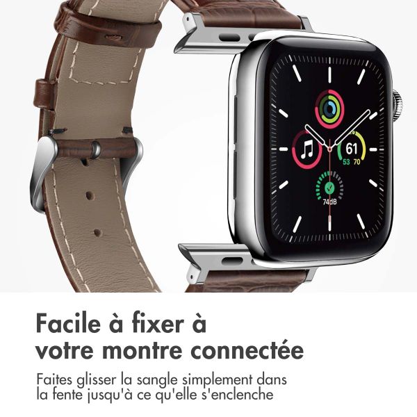 imoshion Bracelet Cuir Crocodile Apple Watch Series 1 á 10 / SE / Ultra (2) (44/45/46/49 mm) - Brun