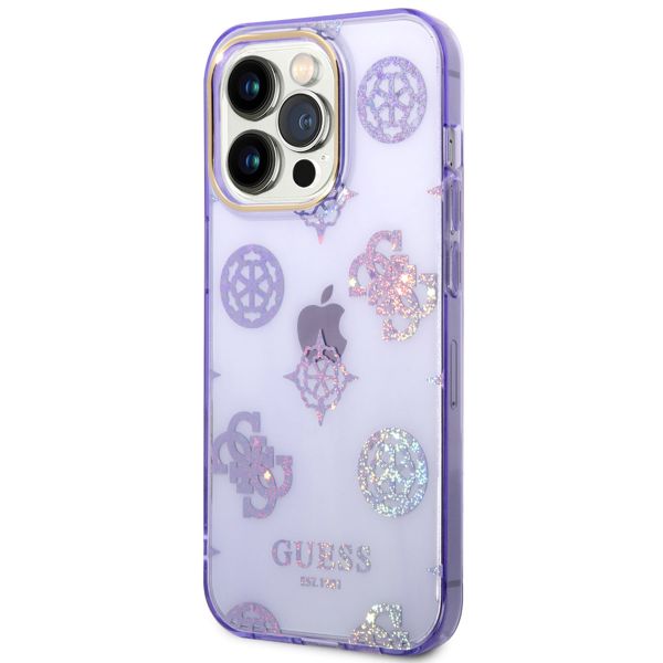 Guess Coque Peony Glitter iPhone 14 Pro - Violet