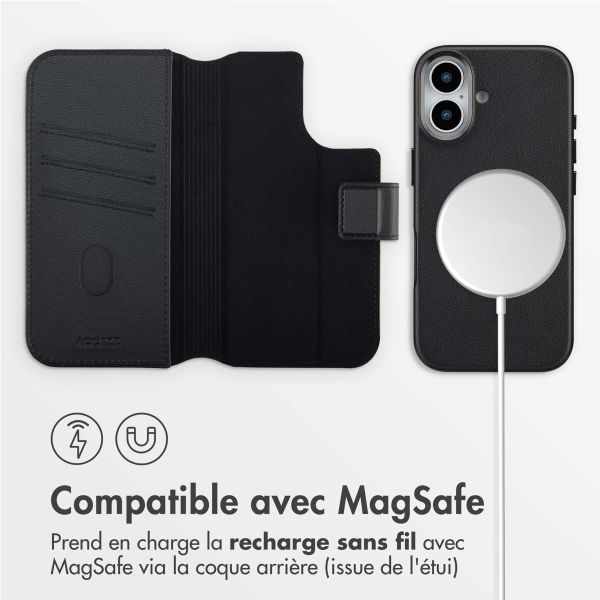 Accezz Étui de télephone portefeuille en cuir 2-en-1 avec MagSafe Apple iPhone 17 - Onyx Black