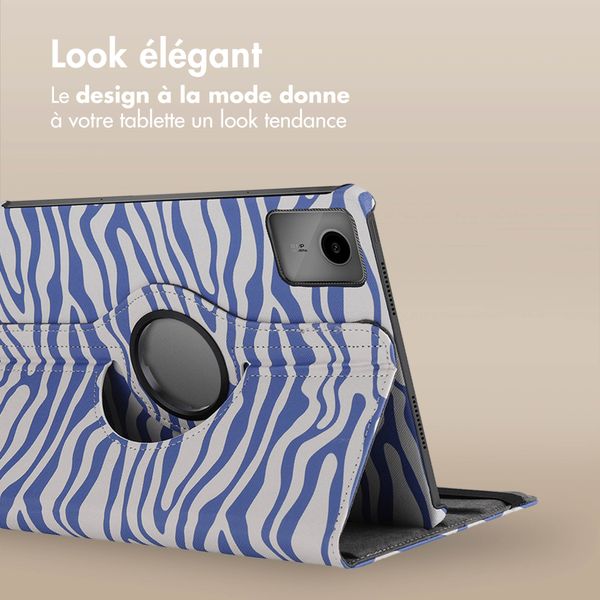 imoshion Coque tablette Design rotatif à 360° Lenovo Tab M11 - White Blue Stripes