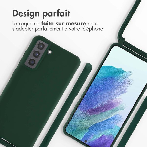 imoshion Coque en silicone avec cordon Samsung Galaxy S21 FE - Vert foncé