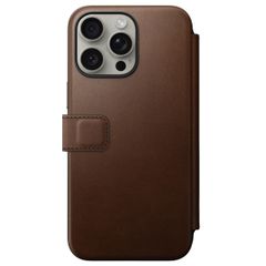 Nomad Étui de télephone portefeuille Modern Leather Folio Apple iPhone 15 Pro Max - Marron