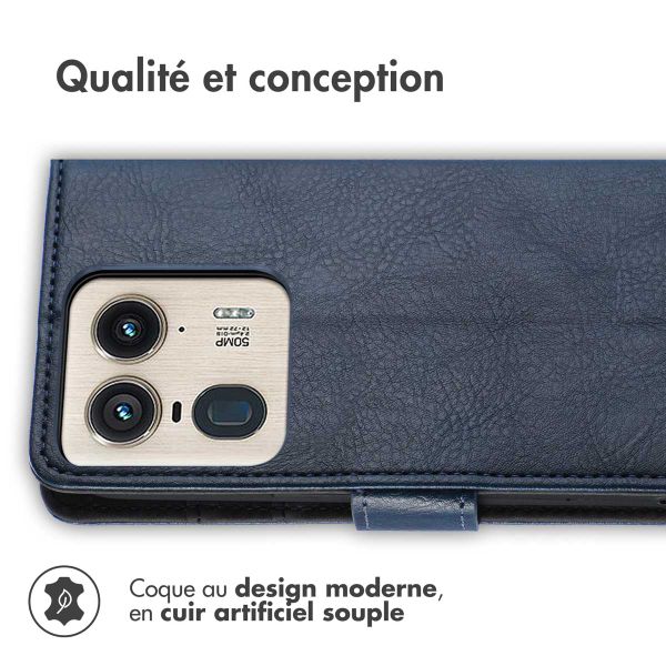 imoshion Étui de téléphone portefeuille Luxe Motorola Edge 50 Ultra - Bleu foncé