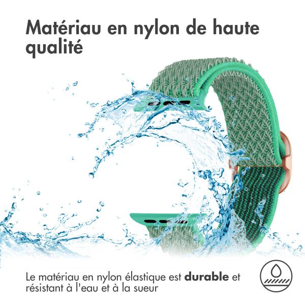imoshion Bracelet en nylon élastique Apple Watch Series 1 t/m 11 / SE / Ultra (44/45/46/49 mm) - Turquoise