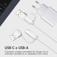 imoshion Câble de chargement Apple Watch USB-C et USB-A - 2 mètres - Blanc