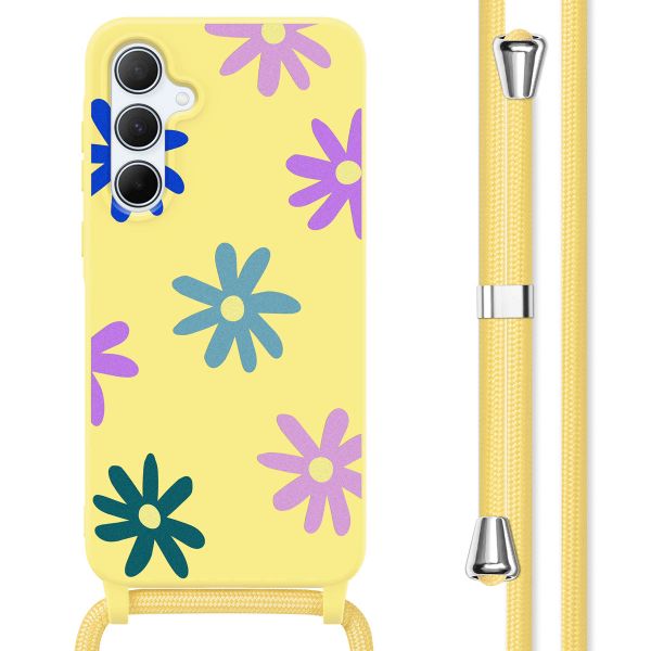 imoshion Coque design en silicone avec cordon Samsung Galaxy A55 - Yellow Flower Distance