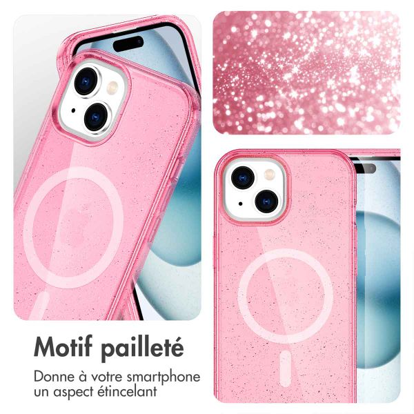 imoshion Coque Pailletée avec MagSafe Apple iPhone 15 - Paillettes Rose
