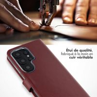 Selencia Étui portefeuille en cuir véritable Samsung Galaxy S26 Ultra - Burgundy