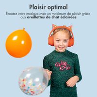 imoshion Casque sans fil pour enfants LED Light Cat Ear - Limiteur de décibels - Avec câble AUX - Orange