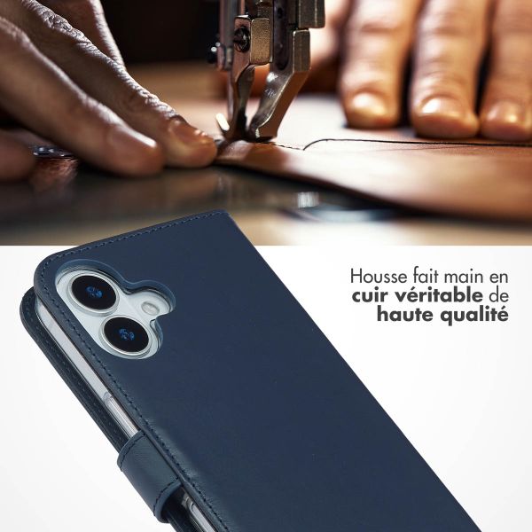 Selencia Étui portefeuille en cuir véritable Apple iPhone 17 - Bleu