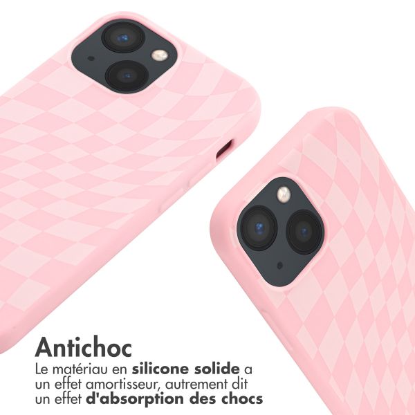 imoshion Coque design en silicone avec cordon iPhone 13 Mini - Retro Pink