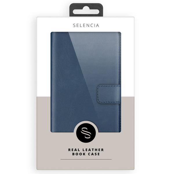Selencia Étui portefeuille en cuir véritable Apple iPhone 12 Mini - Bleu