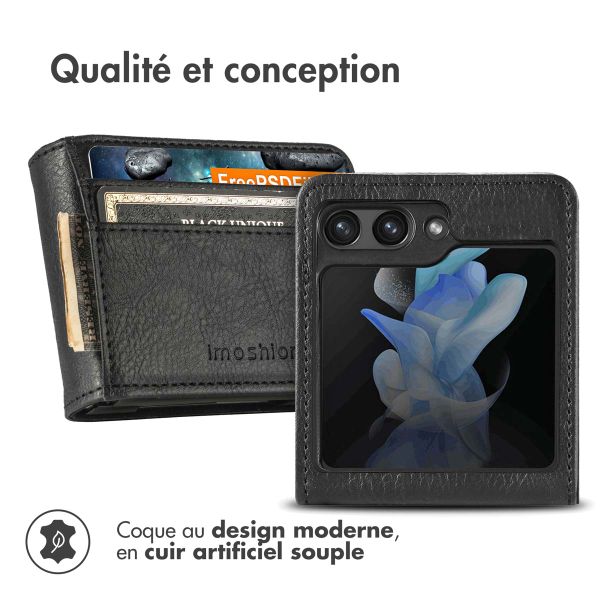 imoshion Étui de télephone portefeuille Luxe Samsung Galaxy Z Flip 5 - Noir