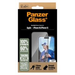 PanzerGlass Protection d'écran Ultra-Wide Fit Anti-bactérienne Apple iPhone 16