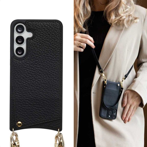 Selencia Coque de télephone Nova avec cordon et porte-cartes Samsung Galaxy S25 FE - Noir