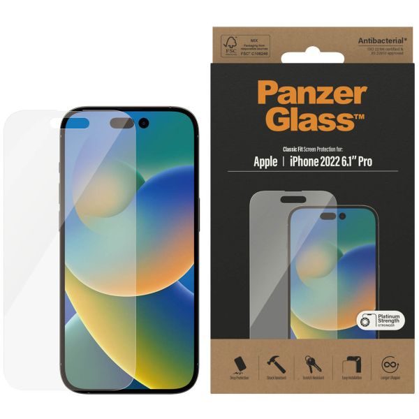 PanzerGlass Protection d'écran en verre trempé Anti-bactéries iPhone 14 Pro