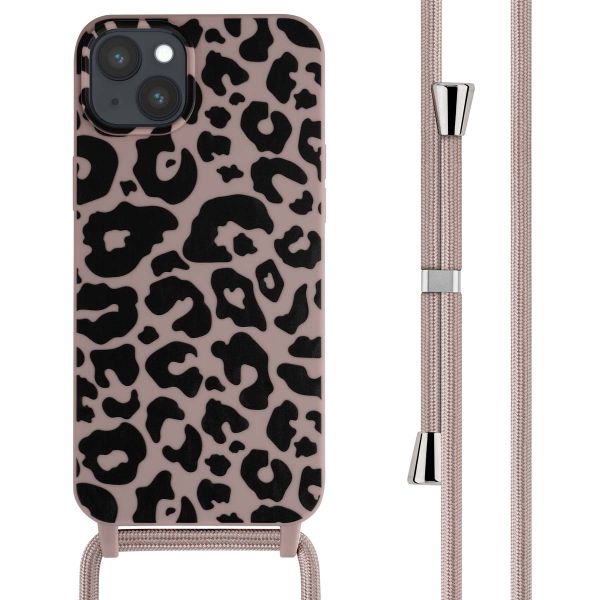 imoshion Coque design en silicone avec cordon iPhone 15 Plus - Animal Pink