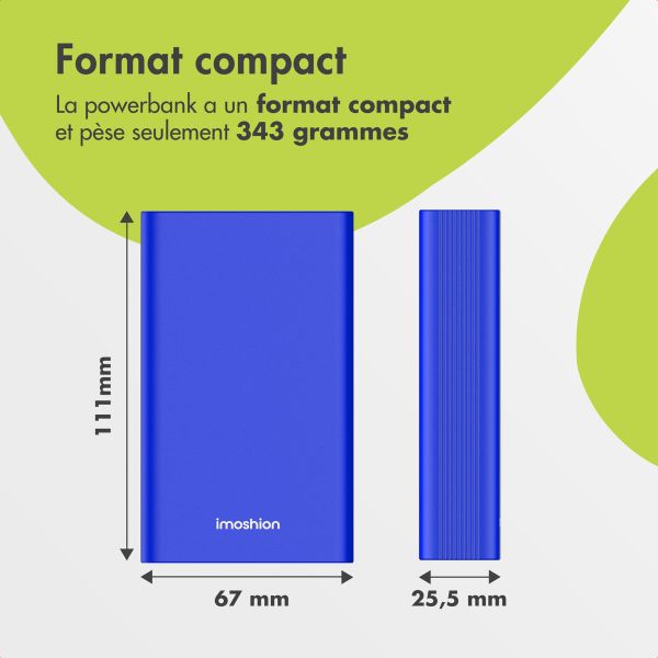 imoshion Ultra Series Aluminium | Batterie externe 20.000 mAh - Charge rapide jusqu'à 33 watts - Cobalt Blue