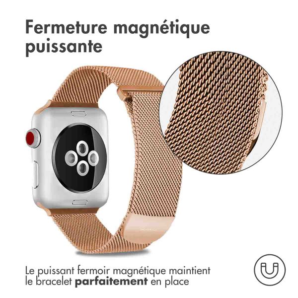 imoshion Bracelet magnétique milanais Apple Watch Series 1 - 11 / SE / Ultra (44/45/46/49 mm) - Taille S - Rose Doré
