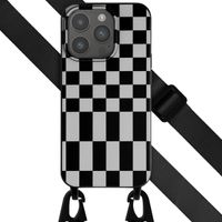 Selencia Coque design en silicone avec cordon amovible Apple iPhone 15 Pro - Irregular Check Black