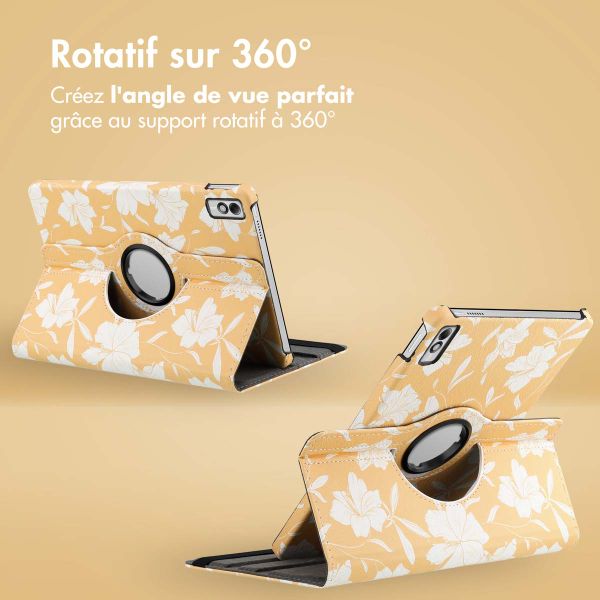 imoshion Coque tablette Design rotatif à 360° Lenovo Tab M10 5G - Yellow Flowers