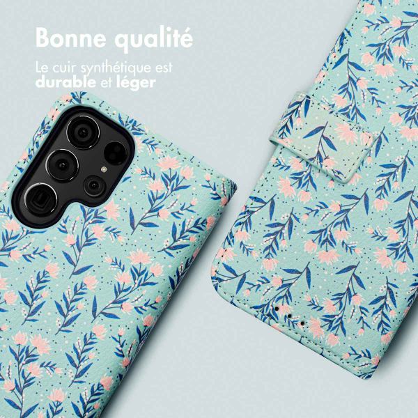 imoshion Étui de télephone portefeuille Design Samsung Galaxy S24 Ultra - Blue Flowers