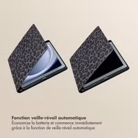 Selencia Coque tablette Sabi avec imprimé léopard Samsung Galaxy Tab A9 Plus - Midnight Black