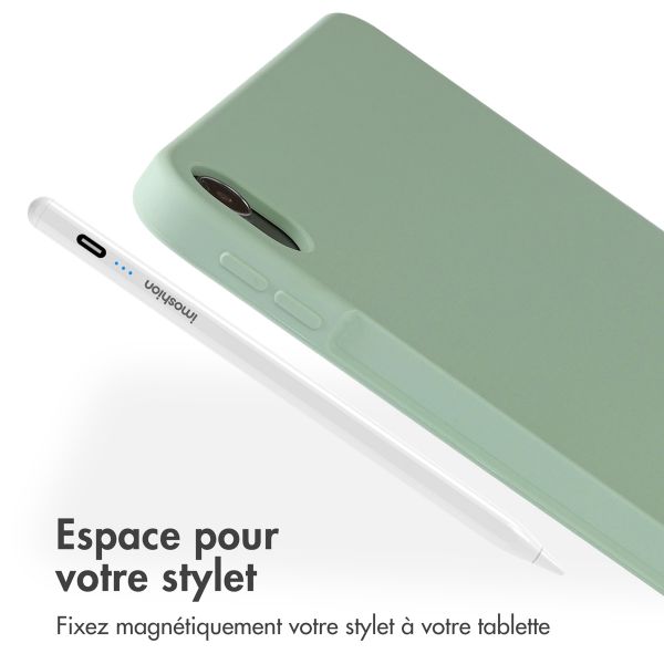Accezz Coque Liquid Silicone avec porte-stylet Apple iPad Air 11 pouces (2025) M3 / (2024) M2 / Air 5 (2022) / Air 4 (2020) - Vert clair