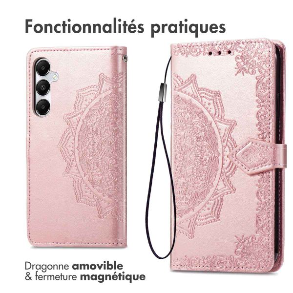 imoshion Etui de téléphone portefeuille Mandala Samsung Galaxy A35 - Rose Dorée