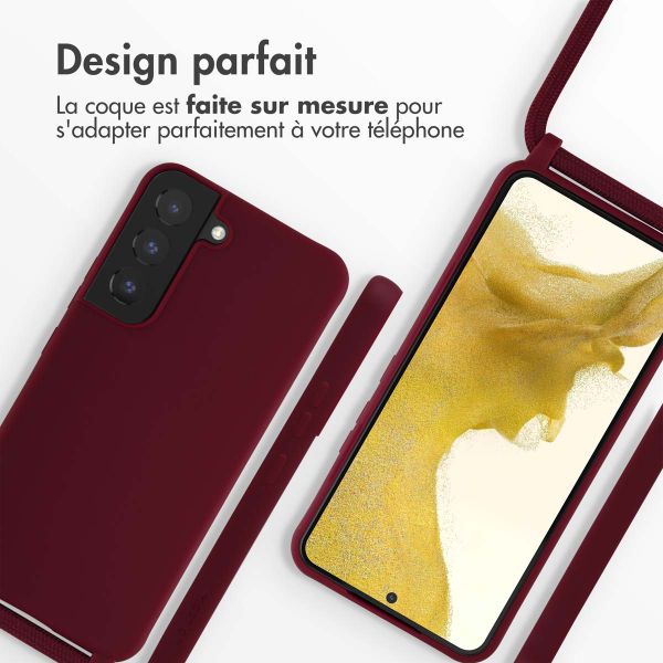 imoshion ﻿Coque en silicone avec cordon Samsung Galaxy S22 - Rouge foncé