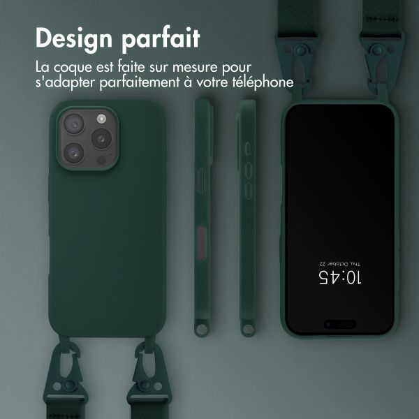 Selencia Coque silicone avec cordon amovible iPhone 16 Pro - Vert foncé