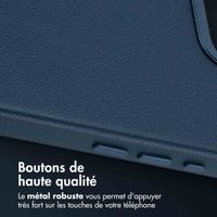 Accezz Coque arrière en cuir avec MagSafe Apple iPhone 16e - Nightfall Blue