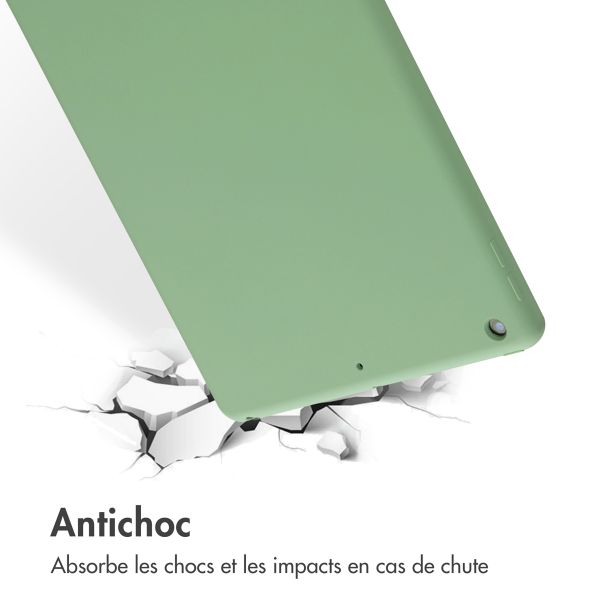 Accezz Coque Liquid Silicone Apple iPad 9 (2021) 10.2 pouces / iPad 8 (2020) 10.2 pouces / iPad 7 (2019) 10.2 pouces - Vert clair