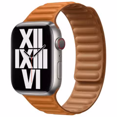 Apple Bracelet Leather Link Apple Watch Series 1 t/m 11 / SE / Ultra (44/45/46/49 mm) - Taille S/M - Golden Brown