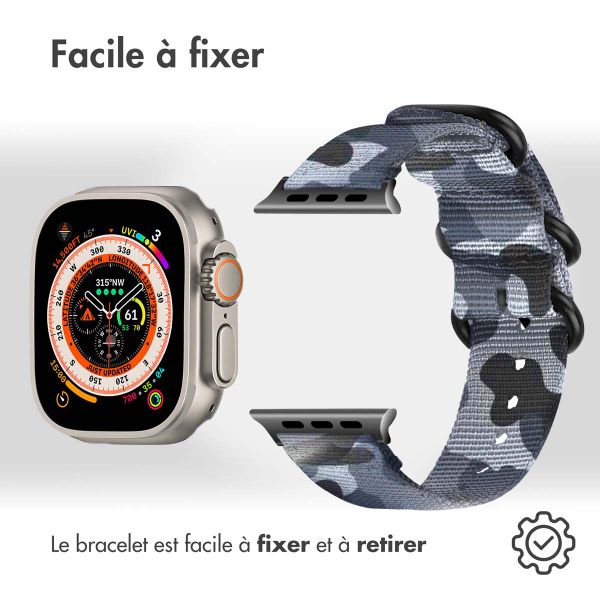 imoshion Bracelet en nylon Apple Watch Series 1-10 / SE / Ultra (2) - 42/44/45/46/49 mm - Gris foncé