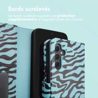 imoshion Étui de télephone portefeuille Design Samsung Galaxy A34 (5G) - Black Blue Stripes