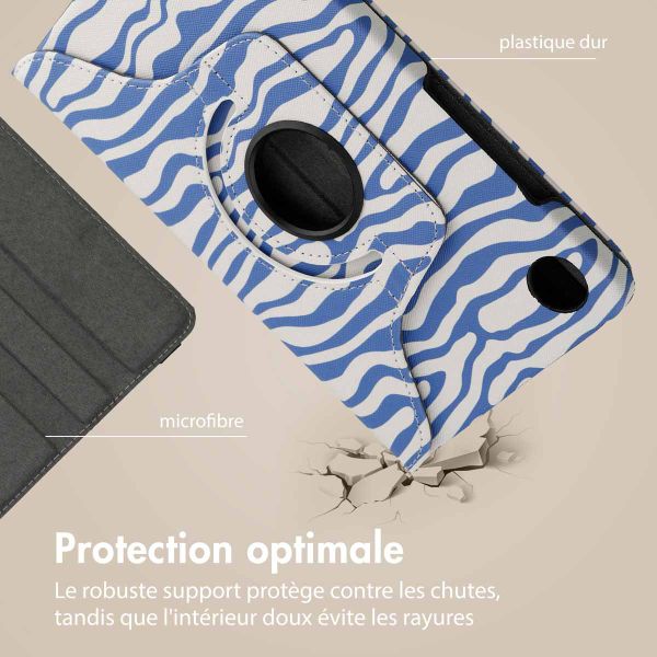 imoshion Coque tablette Design rotatif à 360° Samsung Galaxy Tab A9 8.7 pouces - White Blue Stripes