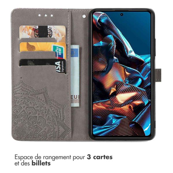 imoshion Etui de téléphone portefeuille Mandala Xiaomi Poco X5 Pro 5G - Gris