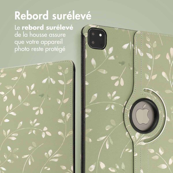 imoshion Coque tablette Design rotatif à 360° iPad Pro 13 (2024) M4 - Green Flowers