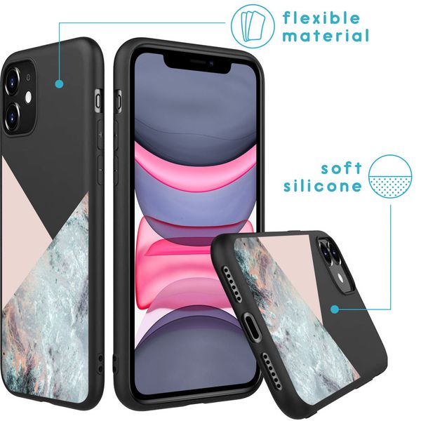 imoshion Coque Design iPhone 11 - Marbre - Rose / Noir