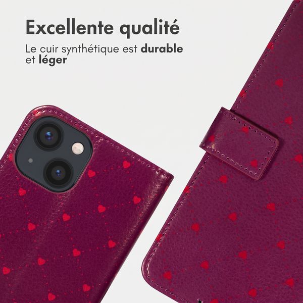 imoshion Étui de télephone portefeuille Design Apple iPhone 14 - Crush Check Coral Dust