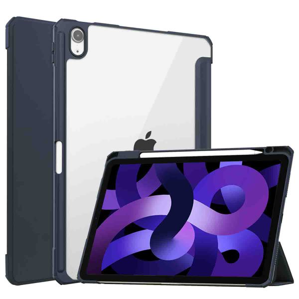 imoshion Coque tablette rigide Trifold Apple iPad Air 11 pouces (2025) M3 / (2024) M2 / Air 5 (2022) / Air 4 (2020) - Bleu foncé