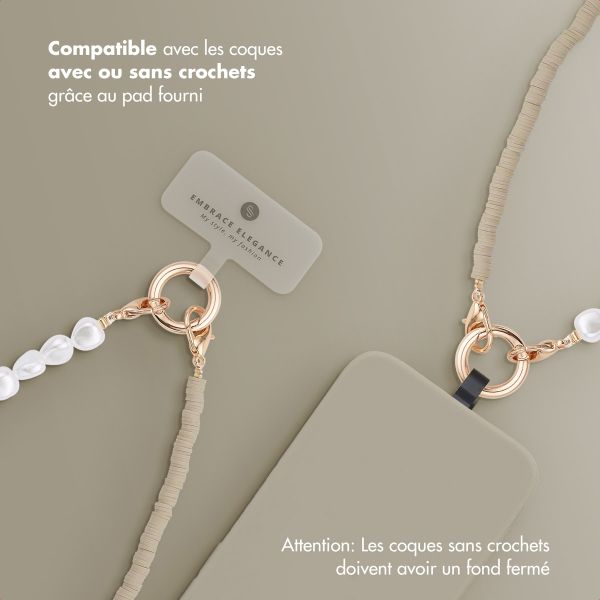 Selencia Ensemble de cordons pour téléphone avec perles et élastiques - Greige