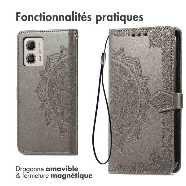 imoshion Etui de téléphone portefeuille Mandala Motorola Moto G53 - Gris