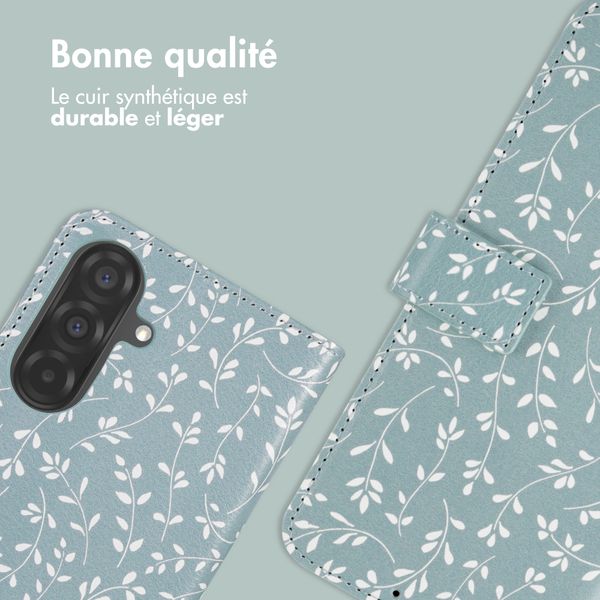 imoshion Étui de télephone portefeuille Design Samsung Galaxy A57 (5G) - Smoke Green Flowers
