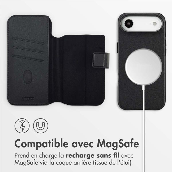 Accezz Étui de télephone portefeuille en cuir 2-en-1 avec MagSafe Apple iPhone Air - Onyx Black