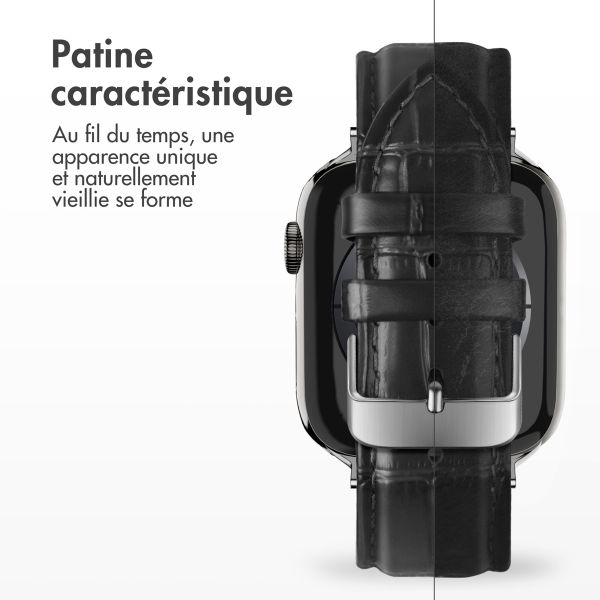imoshion Bracelet Cuir Crocodile Apple Watch Series 1 á 9 / SE (38/40/41 mm) | Series 10 / 11 (42 mm) - Noir