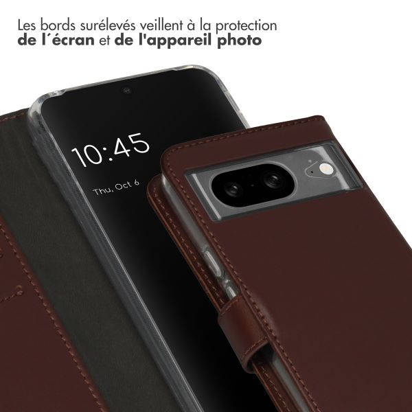 Selencia Étui de téléphone portefeuille en cuir véritable Google Pixel 8 - Brun