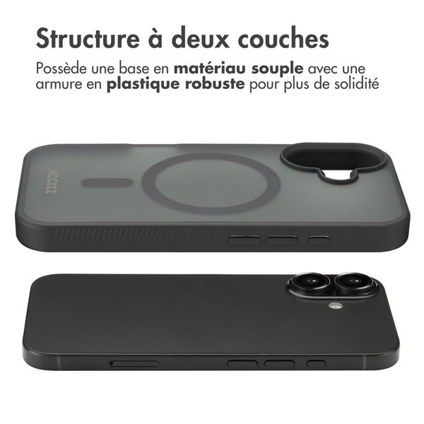 Accezz Coque Givrée Robuste avec MagSafe Apple iPhone 16 - Noir
