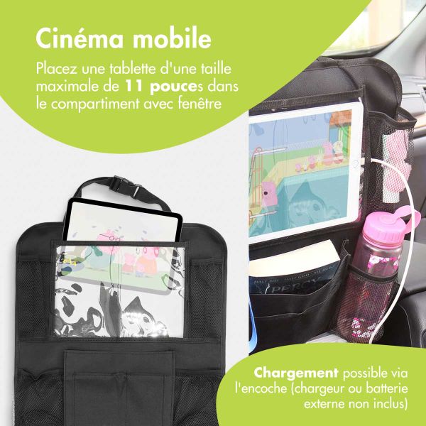 imoshion Organisateur de Siège de Voiture pour enfants - 9 compartiments - Inclut un support pour tablette - Noir